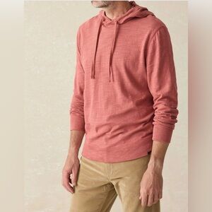 Faherty Men's Sunwashed Slub Hoodie - Brick Red M $98 NWT